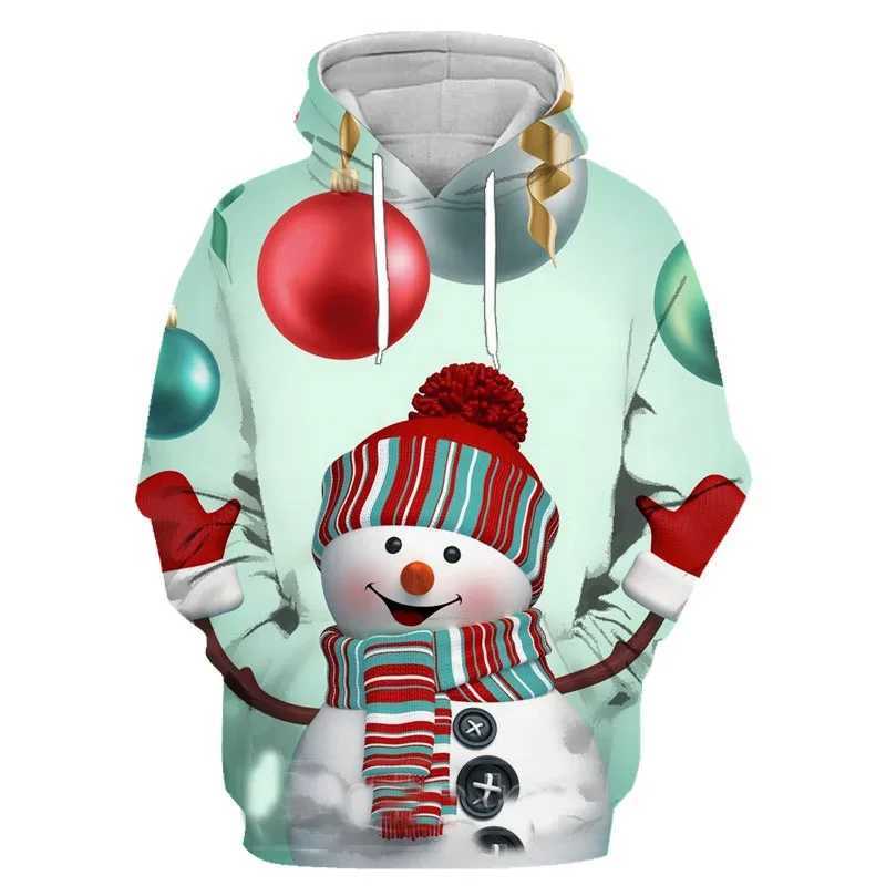 3D printed hoodie Christmas tree snowman Christmas hoodie boys fashionable and funny long sleeved zipper womens cute Harajuku top Y241016