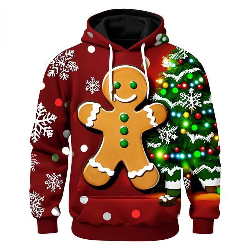 Merry Christmas gingerbread 3D printed new hoodies and sweaters ugly Christmas trees interesting zippers for Christmas sweaters Y241016