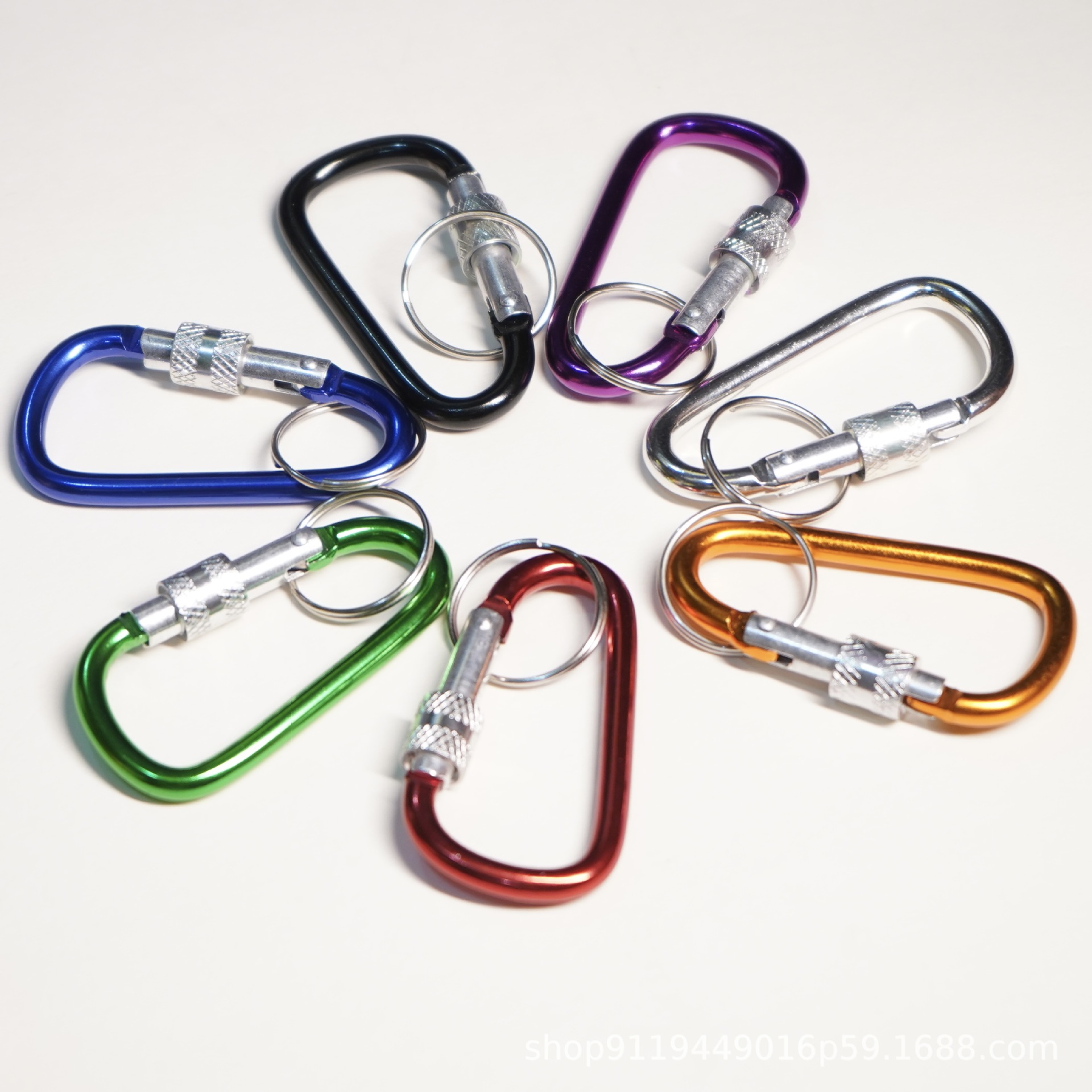 Secure D Type Lock Carabiner with Key Ring - Versatile Hook for Mountaineering Gear and Power Banks