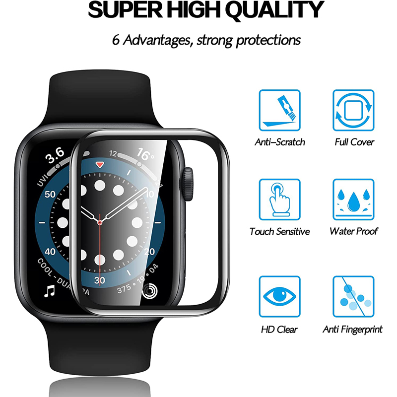 HD PET + PMMA Clear 3D Soft Curved Edge Film Full Coverage Screen Protector For Apple Watch iWatch S10 8 7 6 5 Ultra 38 40 41 42 44 45mm 46mm 49mm Wit
