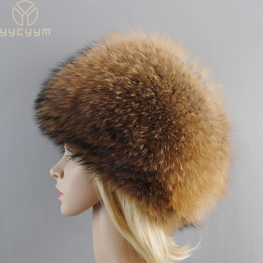 2024 Russian Style Female Round Cap Fashion Real Fur Hats Natural Fox Fur Women Winter Warm Bomber Hat Fluffy Beanies 241009