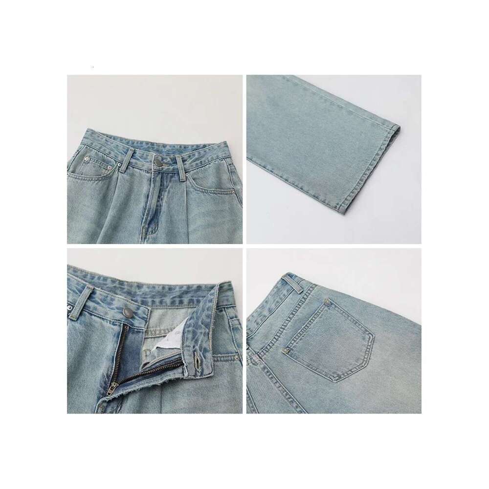 CHIC VEN Women's Blue High Waisted Denim Pants Streetwear Wide Leg Jeans For Woman Female Trousers Spring Summer 2023