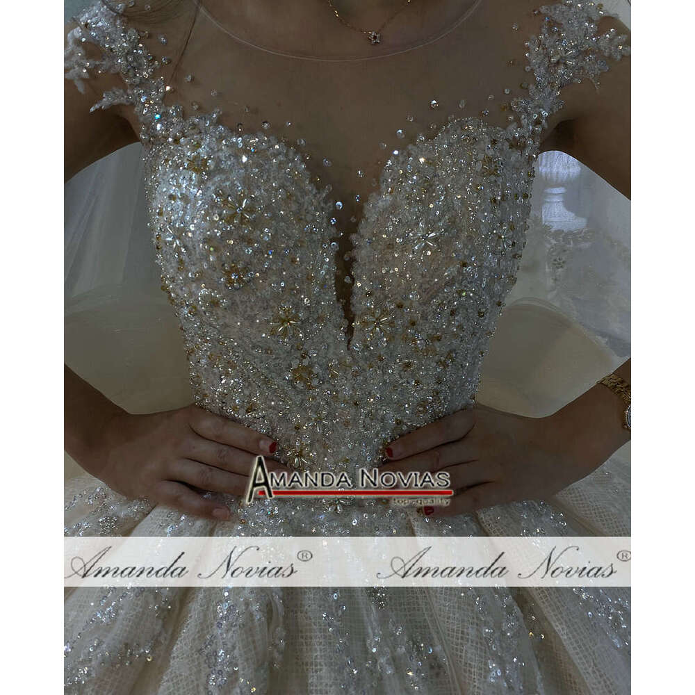 New design ruffles skirt long train wedding dresses bridal dress