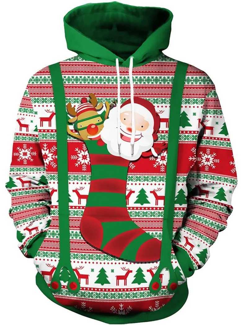 3D printed fun animal alpaca Christmas hoodie mens long sleeved plus size pull-up sweatshirt holiday ugly hoodie top Y241016
