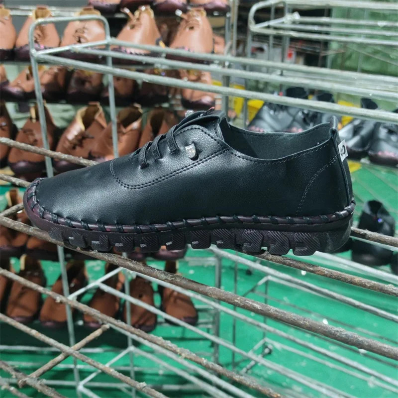 Sneakers Leather Loafers New for Women Comfortable Slip on Hand Sewing Thread Mom Shoes atillas De Mujer 241016