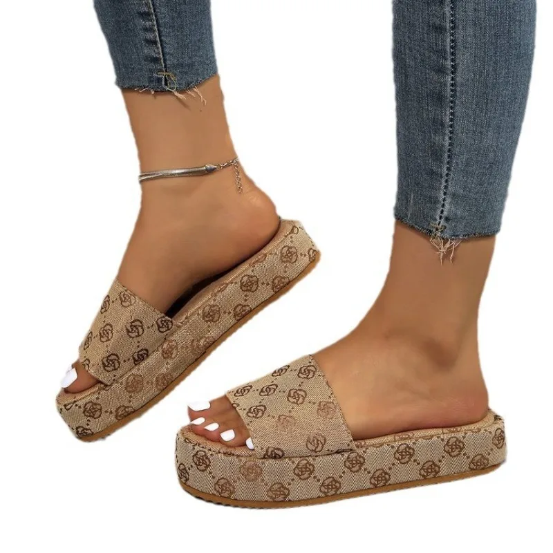 Women's Fashion Platform Casual Sandals Ankle Strap Buckle Summer Claquette Tongs Femme Slippers Dames Chanclas
