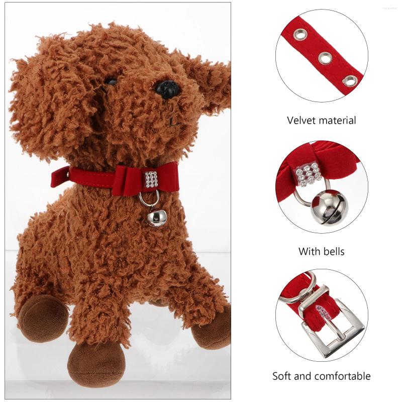 Dog Collars Pet Collar Bell Puppy Rhie Bow Tie Rhies Cat With Veet Fabric Kitten