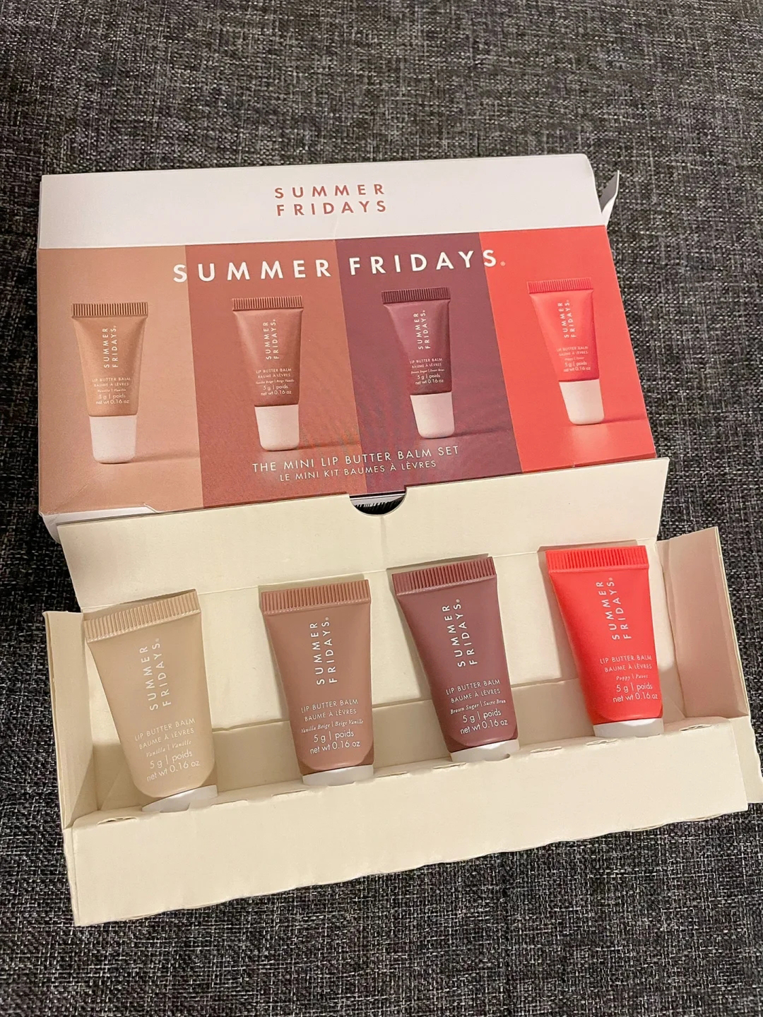 Summer Fridays Lip Butter Balm Set 4pcs Lipgloss 5g Mini Makeup Gift Box Moisturize Smooth Oil Jelly Lipsticks Beige Vanilla Brown Sugar 4 colour