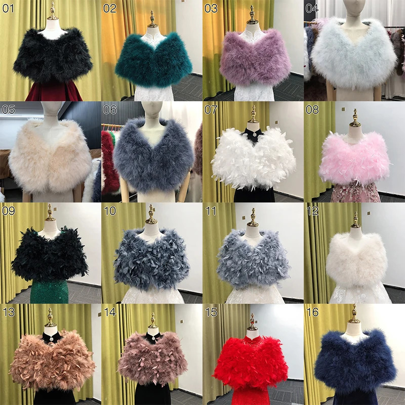 Ostrich Fur Shawl Elegant Ostrich Feather Coat Wedding Boleros Bridal Bag Shawl Party Evening Dress Cloak Scarf 241007
