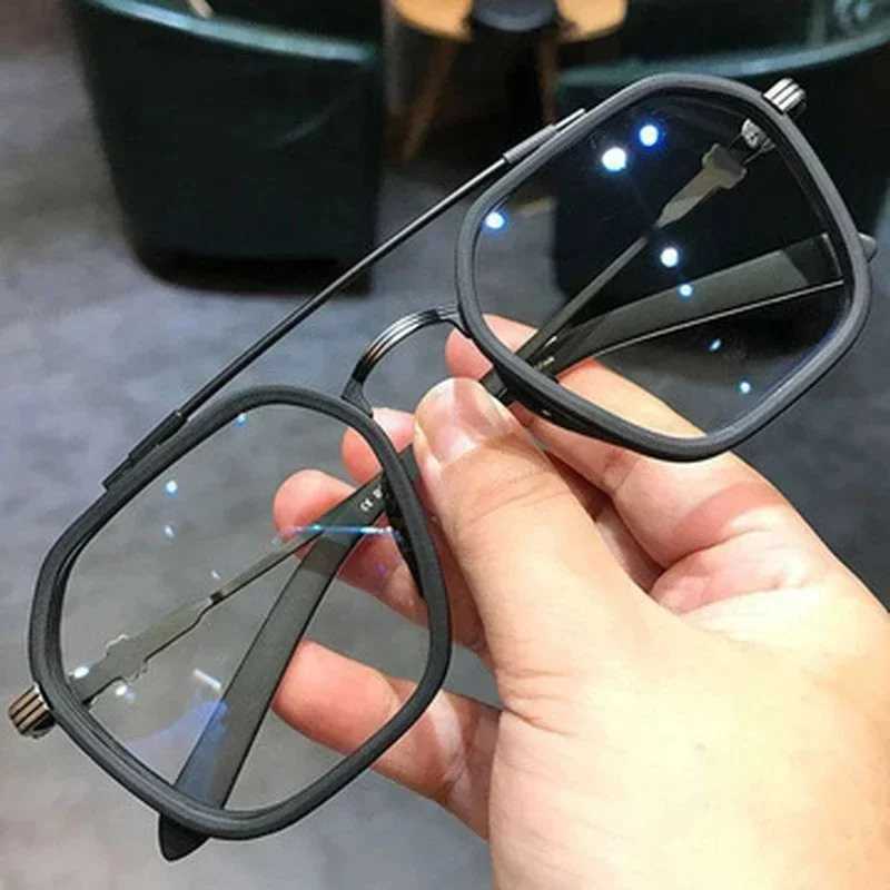 1PCs Blue Light Blocking Fashion High-end Glasses Men Optical Clear Glasses Black Square Frame Eyeglasses Anti-radiationX2782