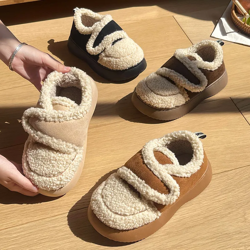 New Winter Snow Women Designer Boot Korean Fashion Thick Sole Cotton Warm Furry Shoes For Home Indoor Plush Non-Slip Cozy Boots 2023