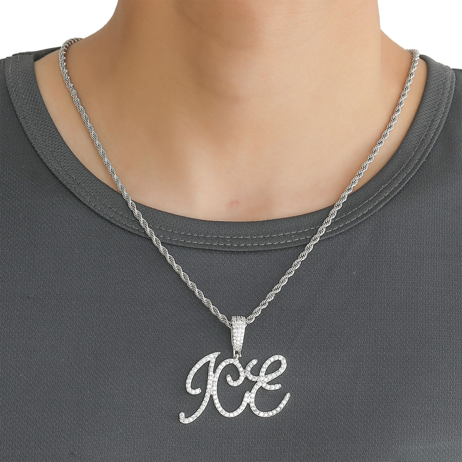 Custom A-Z Letters Name Pendant Necklace 18k Gold Plated Jewelry Women Men Gift
