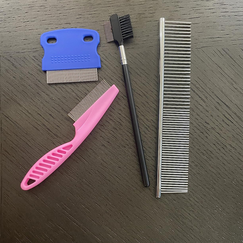 Pets Grooming Comb Kit for Small Dogs Puppies For Tear Stain Remover 2-in-1 with Round Teeth to Remove Knots Crust Mucus Free shipping