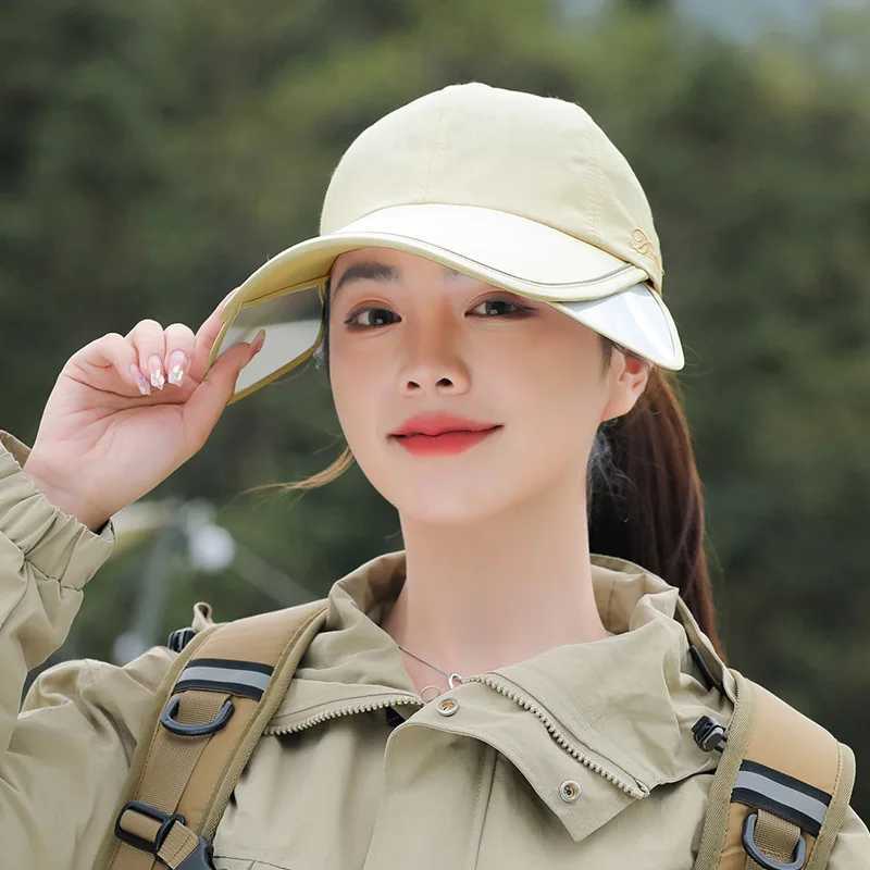 Retractable Wide Brim Baseball Cap Women UV Quick-Drying Waterproof Sun Protection Hat Outdoor Sports Golf Adjustable Summer HatX240930