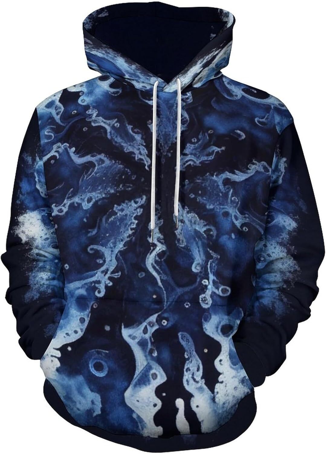 Hoodie for Mens Womens Novelty Blue Liquid Spiral Stripe Hoodie Vintage Art Abstract Pattern Long Sleeve Sweatshirt Hoodie Graphic Hoodies sweatshirt