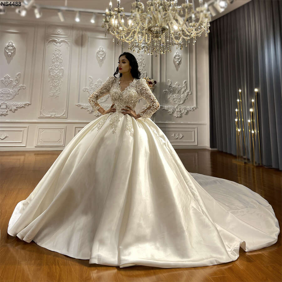 Satin Elegant Wedding Dress For Bride