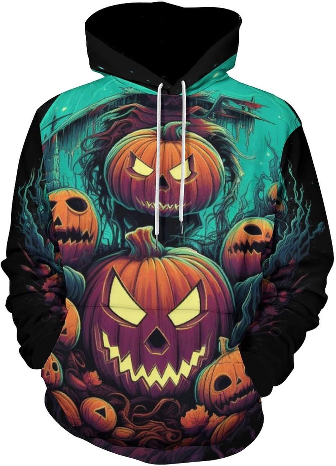 Hoodie for Mens Womens Unisex Mens Pumpkin Lamp Lightweight Hoodie 3D Printed Cartoon Pattern Long Sleeve Pullover Hoodie Graphic Pullover Long Sleeve
