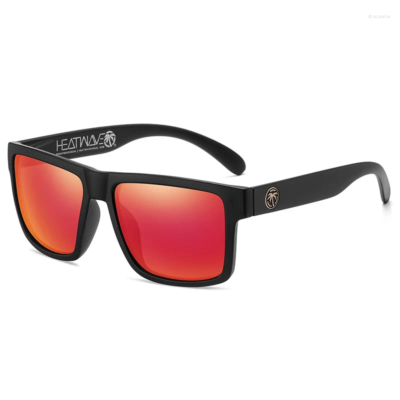 Sunglasses HEAT WAVE HD Polarized For Men Sports Eyewear Mirror Square Sun Glasses Fashion Women Shades UV400 Black Goggles