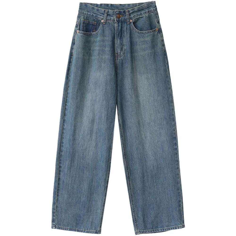 CHIC VEN Women's Denim Pants Blue Wide Leg Jeans Cotton High Waist Casual Loose Trousers Office Ladies Woman Spring Autumn 2023