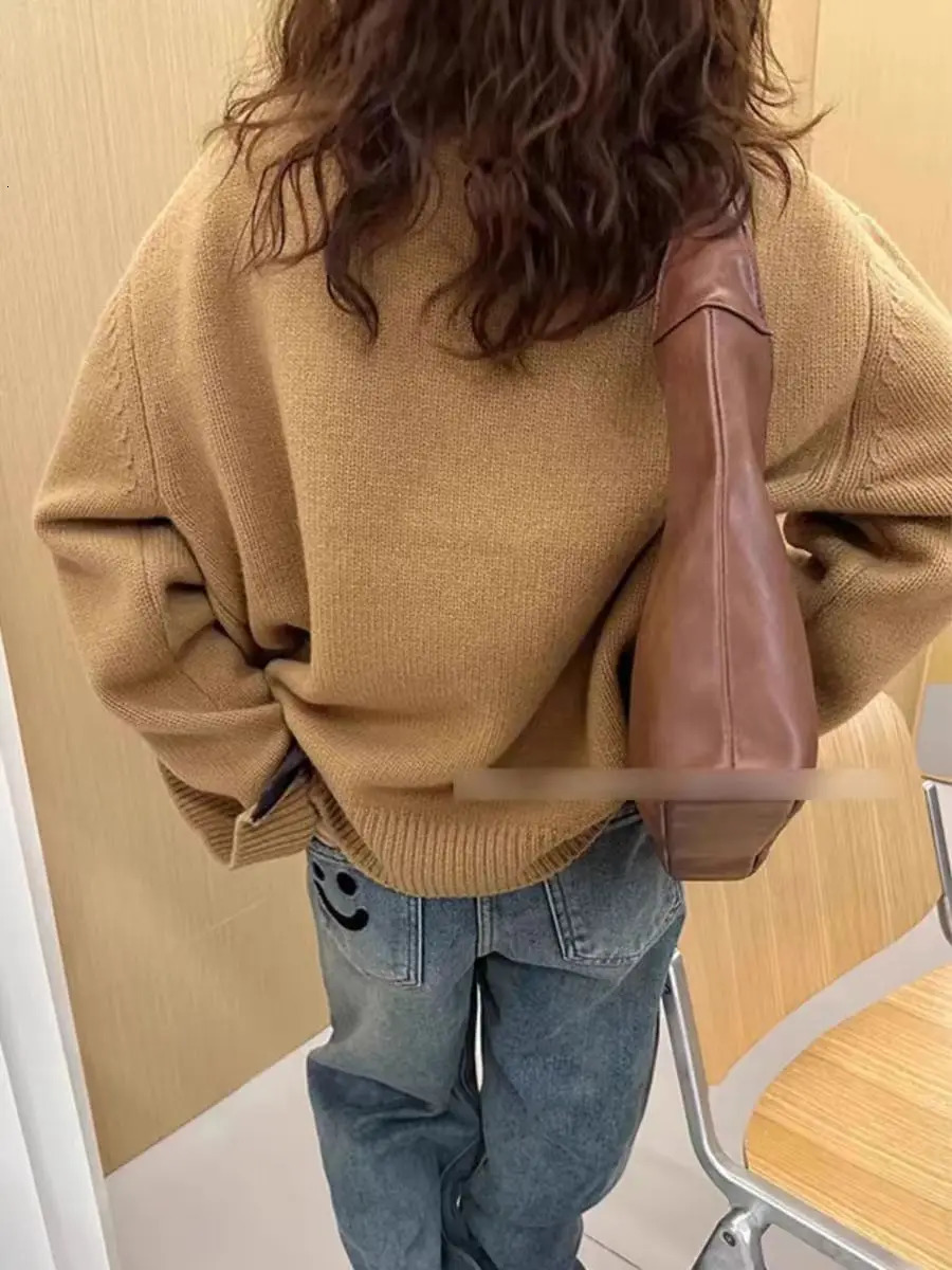 European turtle neck zipper 100% cashmere cardigan womens autumn and winter loose thick wool knitted sweater 241015