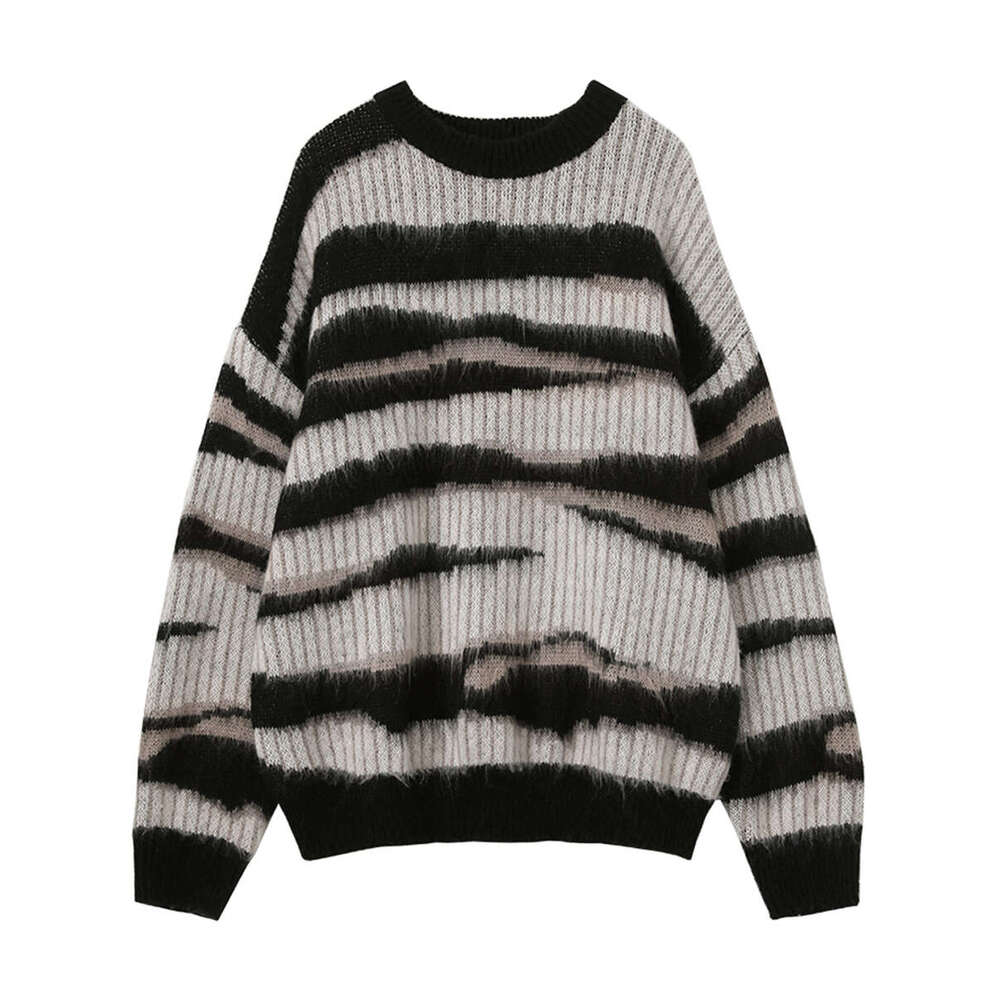 CHIC VEN Women Thick Sweaters Long Sleeve Pit Stripe Irregular Jumpers Lazy Knit Pullovers Female Top Autumn Spring 2023