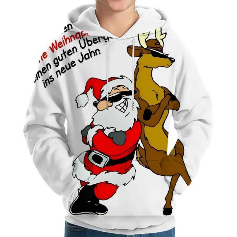 Mens and womens Christmas clothing 2024 autumn and winter hooded family clothing cute reindeer red and white happy hot selling y2k clothing Y241016