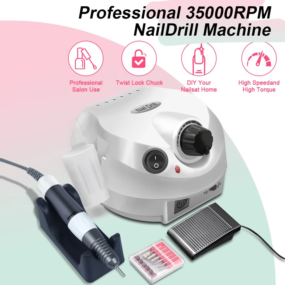 Professional 35000 RPM electric nail drill for nail milling cutting machine kit manual electric nail sanding machine equipment file 241015
