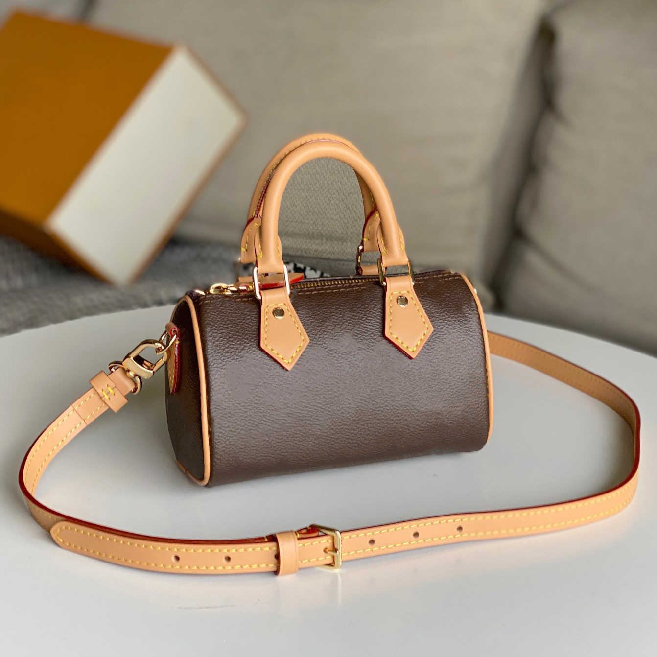 Evening Bags Top Designer Mini Nano 16cm Shoulder Bag Women Leather Denim Crossbody Luxury Brand Embossed Tote Purse Brown Flower Handbag 20cm 2024