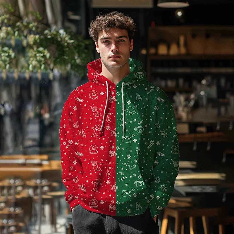3D Merry Christmas Printed Hoodie Childrens Harajuku Funny Reindeer Graphic Hoodie Sweater Womens Santa Claus Pullup Clothing Y241016