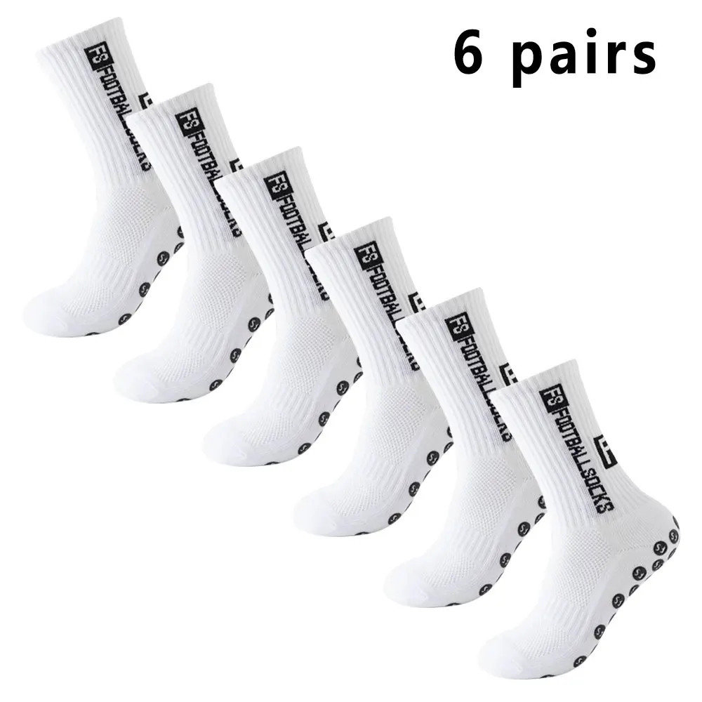 6 Pairs Soccer Socks Sports Grip Antislip Basketball Spot Rubber Cotton 241015