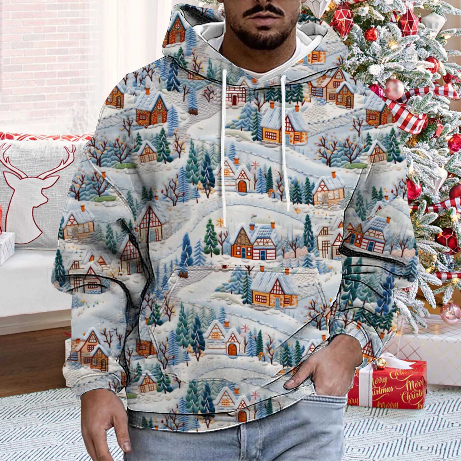 Christmas Hoodie Santa Claus Cow 3D Printed Mens Hoodie Womens Hoodie Large Zipper Y2k Track Top Childrens Clothing Y241016