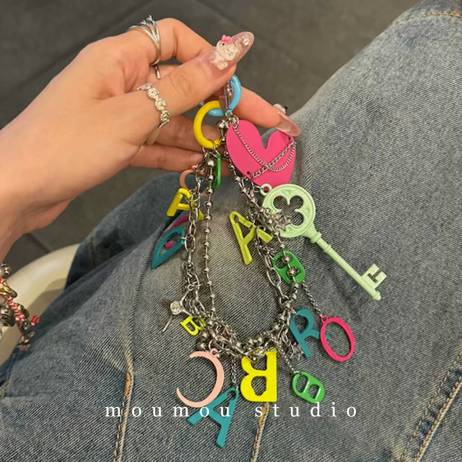 3 Colored Letters Elements Bag Pendant Mobile Phone Chain Keychain Couples Gift Fashionable Accessorie 241008 4