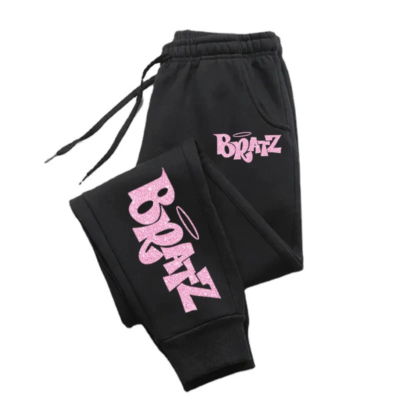 Bratz Pink Printing Sweatpants Woman Casual Pocket Drawstring Pants Baggy Gym Jogger Tracksuit Sweat Trouser Couple Clothes 241016