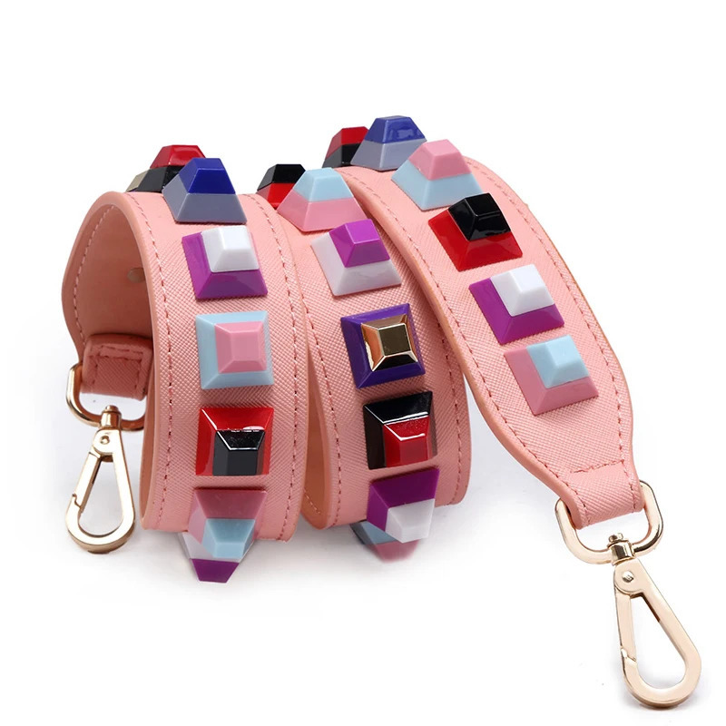 90cm leather bag shoulder strap color rivet stud handbag handle cross body replacement belt accessories customization 241008 4