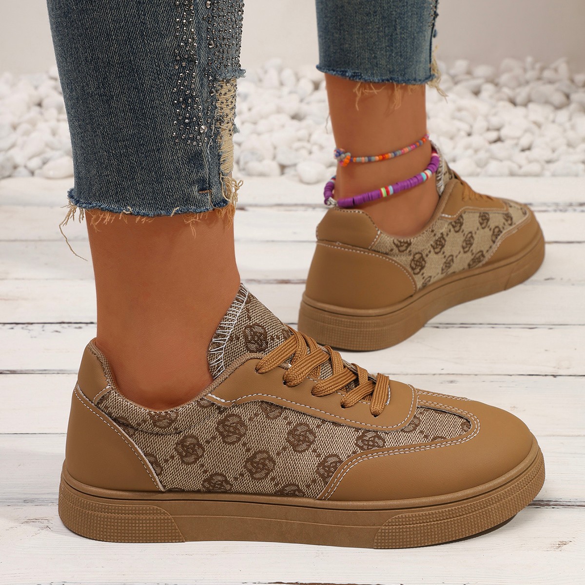 Foreign trade large size printed canvas trend German training women's shoes 2025 spring and autumn new light simple all-match sports women's