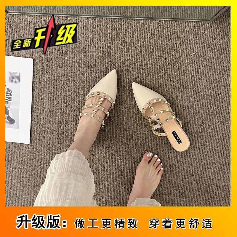 Riveted Low Women To Wear For Spring Summer New French Niche Fairy Style Thick Heeled Wrapped Toe Sandals Ddmycat