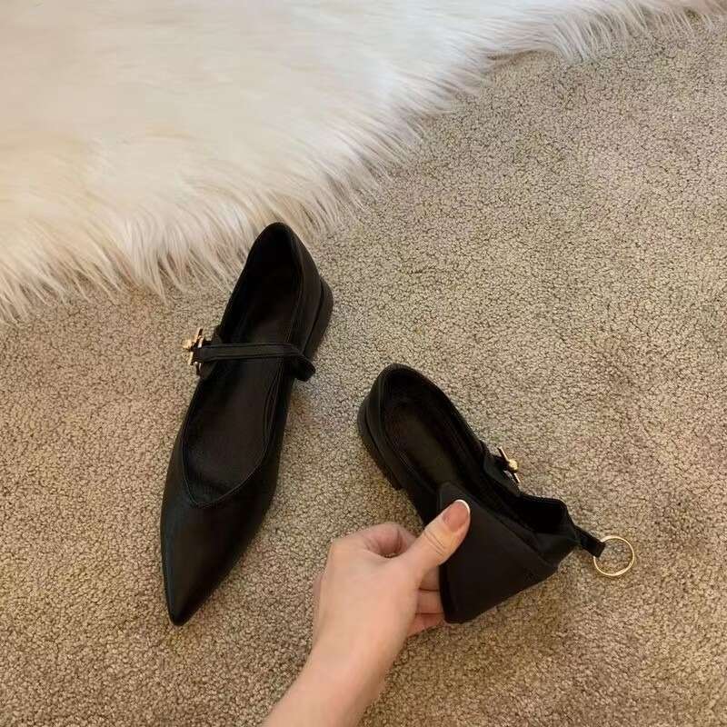 2023 NEW Women Flat Candy Color Women's Toe Retro Single One Word Buckle Round Mary Jane Shoes Ballerina Flats Mujer