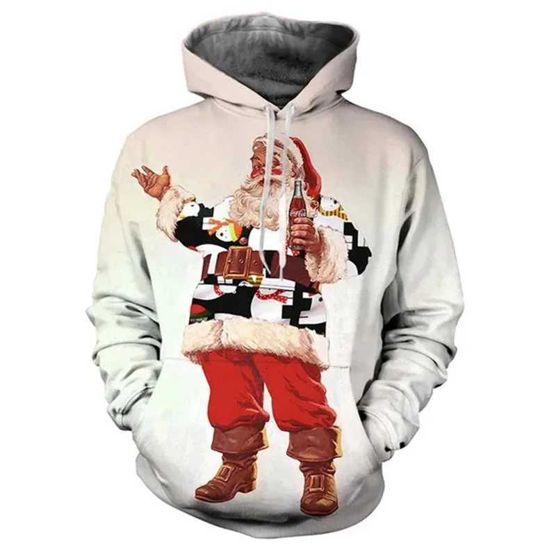 Christmas Hoodie Mens Sportswear Unisex 3D Printed Santa Claus Printed Hoodie Mens Universal Harajuku Fashion Pullover Y241016