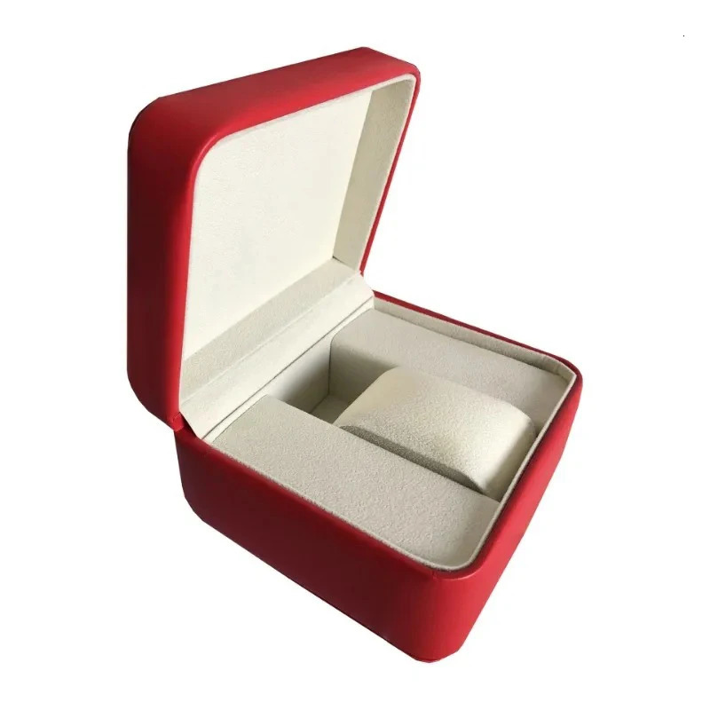 Red watch box personalized leather watch box storage shockproof organizer portable mysterious packaging gift 241011