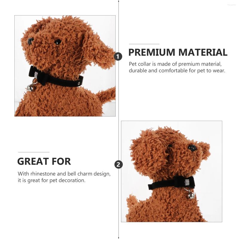 Dog Collars Pet Collar Bell Puppy Rhie Bow Tie Rhies Cat With Veet Fabric Kitten