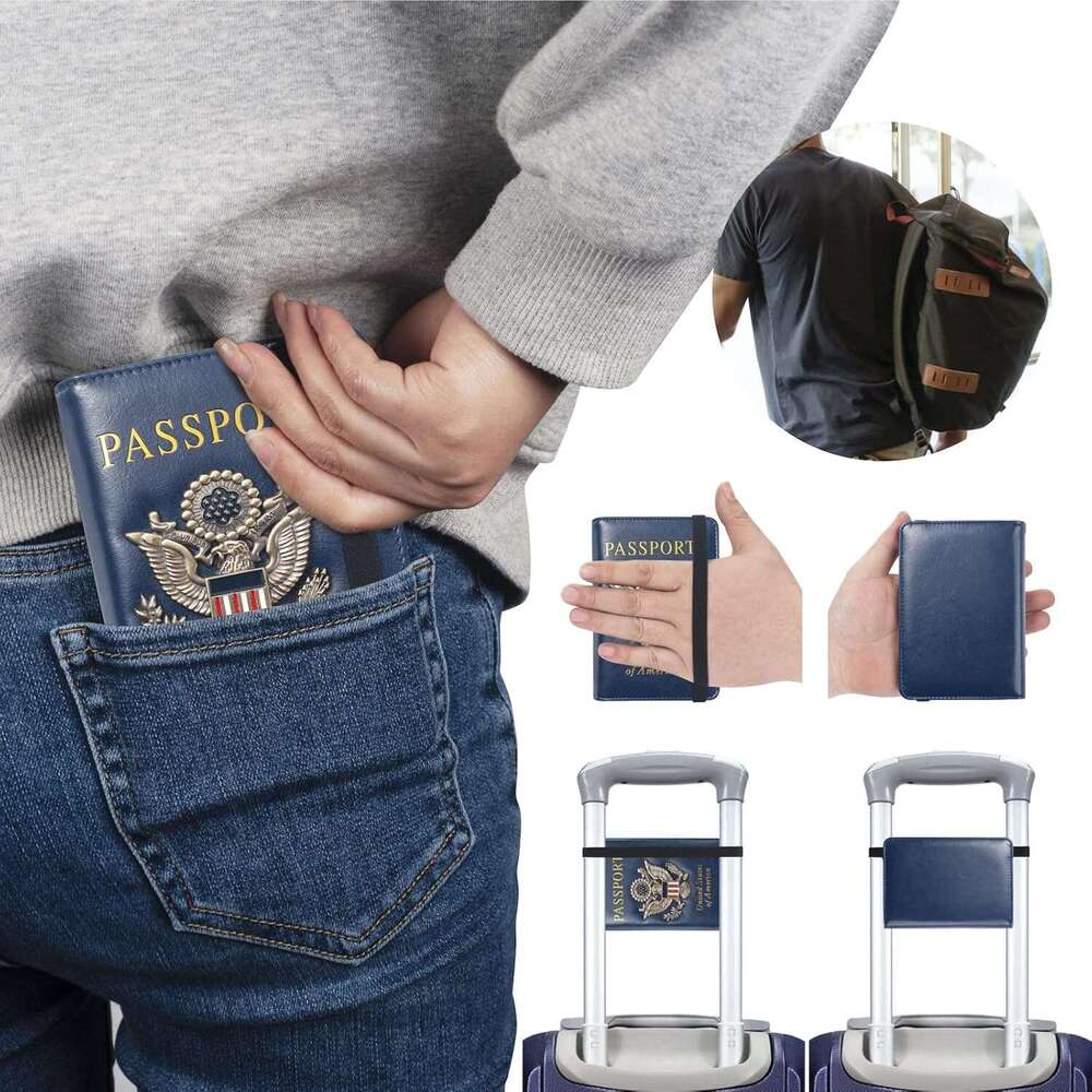 Holder For Travel, Cover Case, Passport Protector Covers Wallet Case with 3D Metal Badge RFID Blocking Travel Accessories Document Organizer