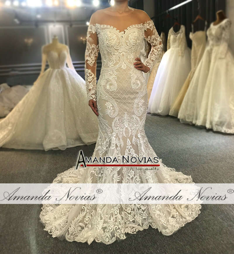 Off The Shoulder Long Lace Sleeves Mermaid Wedding Custom Order Bridal Dress