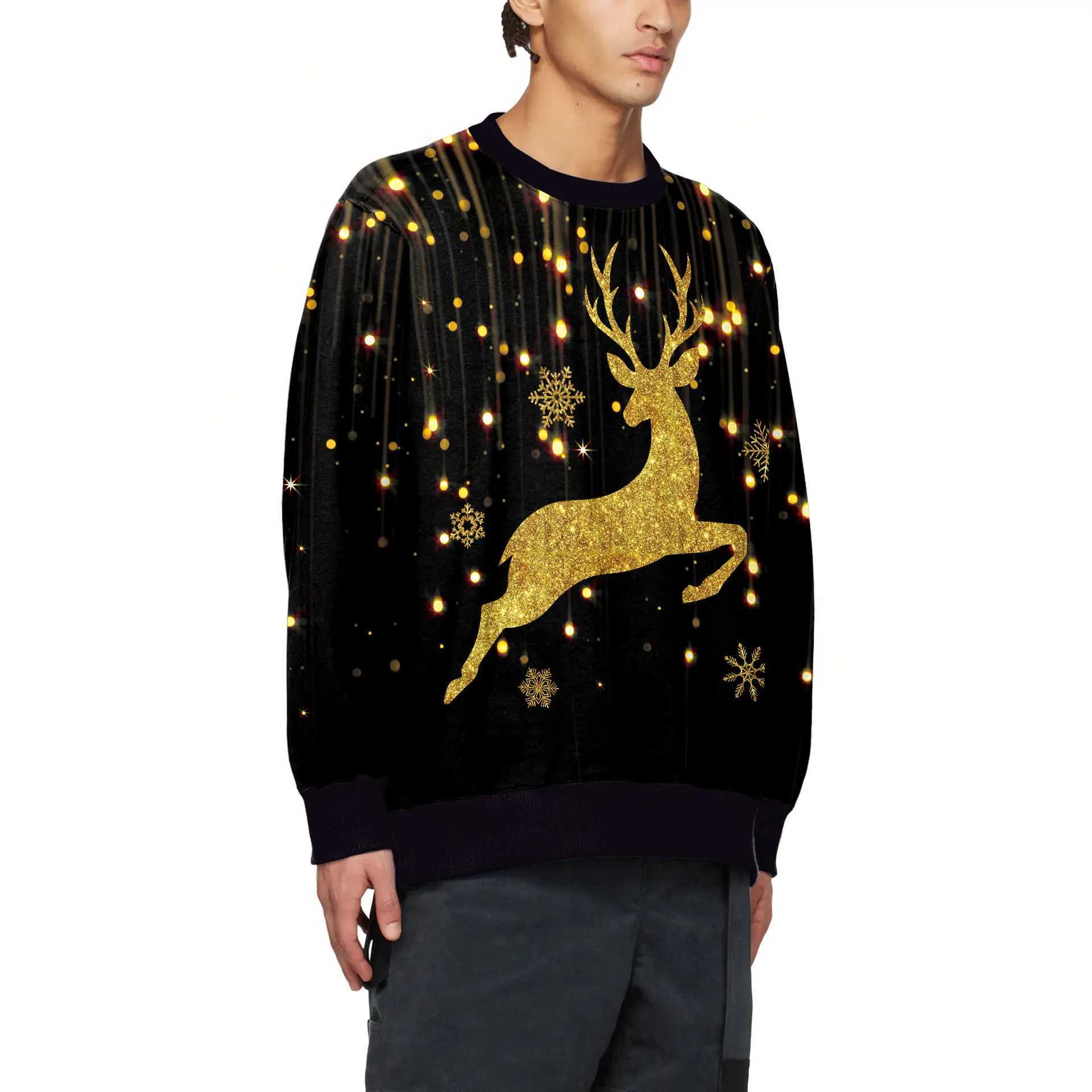 3D Cool Printed Elk Pattern Sweatshirt Suitable for Men Women Christmas Hoodies Mens Plus Size Sweatshirts Jumpers Street Clothing Y241016