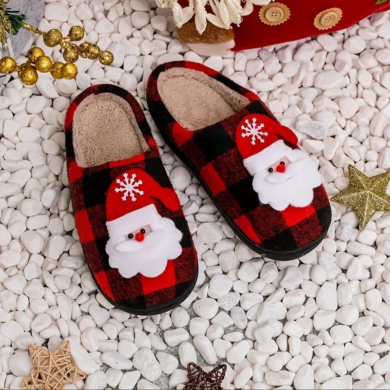 Women's winter Christmas cartoon plush cover toe soft warm comfortable home non-slip slippers Lover style 36-45 bac7