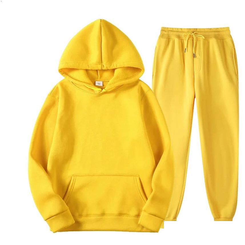 Tracksuits Mens Female Tracksuit Casual Jogging Suit Sweatshirt Set Hoodies Sweatpant 2Pcs Fashion Warm Solid Colors Loose Sportswear Dh7Eb
