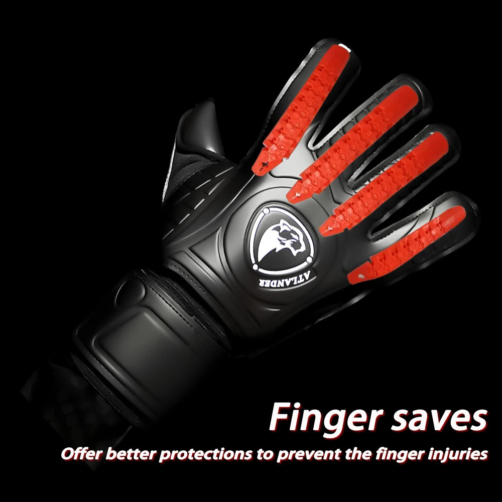 Kids Adults Finger Protection Goalkeeper Gloves Football High Quality Latex Guard Soccer Strong Grip Fingerave Save Goalie Glove w241015