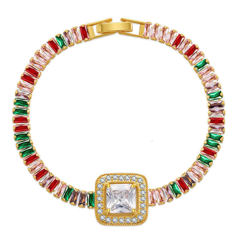 Colorful personalized light bracelet temperament green zircon design sense high-end block exquisite jewelry