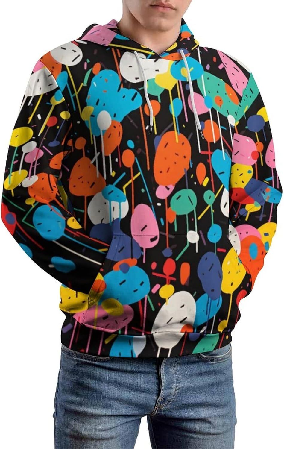 Hoodie for Mens Womens Unisex Funny Hoodie Fashion Long Sleeved Graffiti Printed Sweatshirt Hoodie Men Graphic Hoodies sweatshirt Pullover Long Sleeve