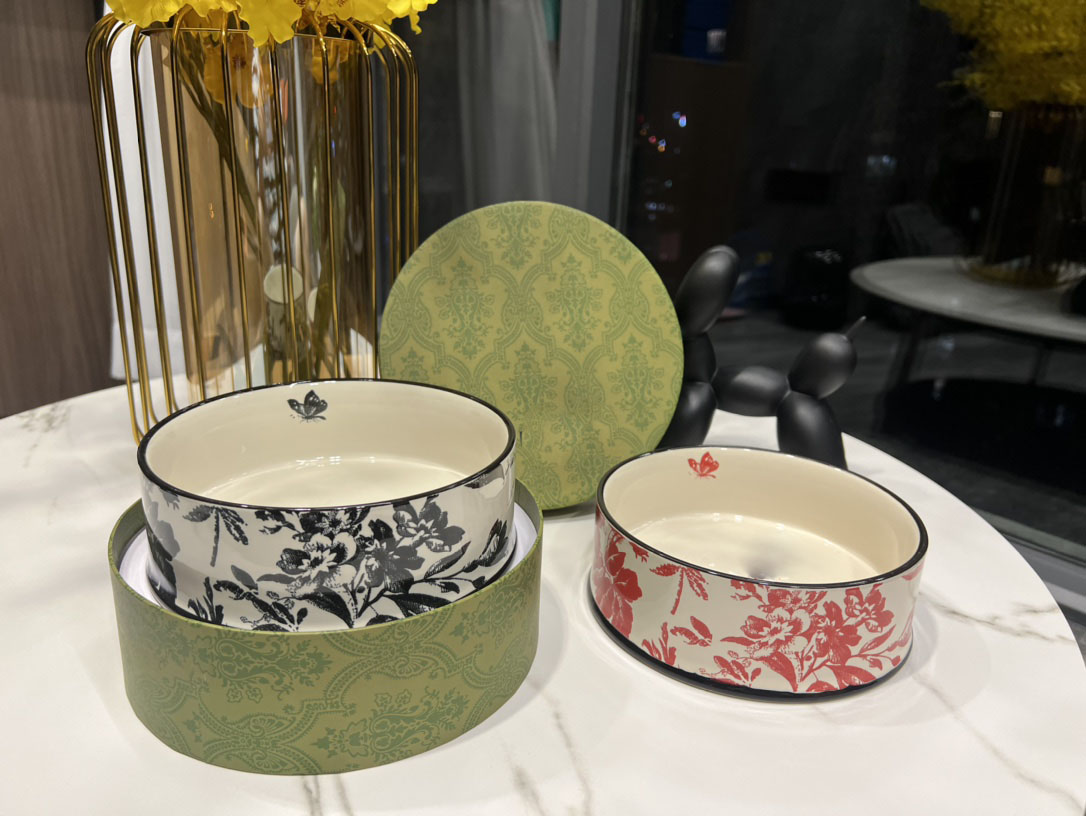 Designer Pet Bone China Classic Bowl of Dual purpose Corgi Teddy Schnauzer Cutlery Cat and Water bowl Dog food set