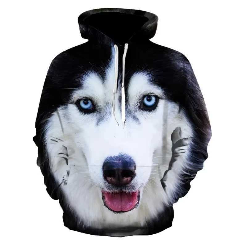 New Dog Fun 3D Printed Hoodie Mens and Womens Animal Wolf Super Large Hoodie Pullover Hoodie Sweatshirt Tracksuit Coats Childrens Clothing Y241016
